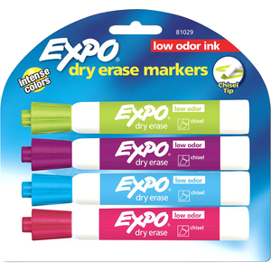 Expo Low Odor Dry Erase Marker- Asst Chisel 4pk