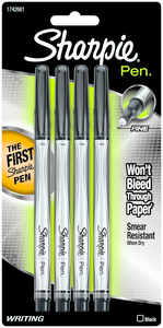 Sharpie Pen-Black Fine 4Pk