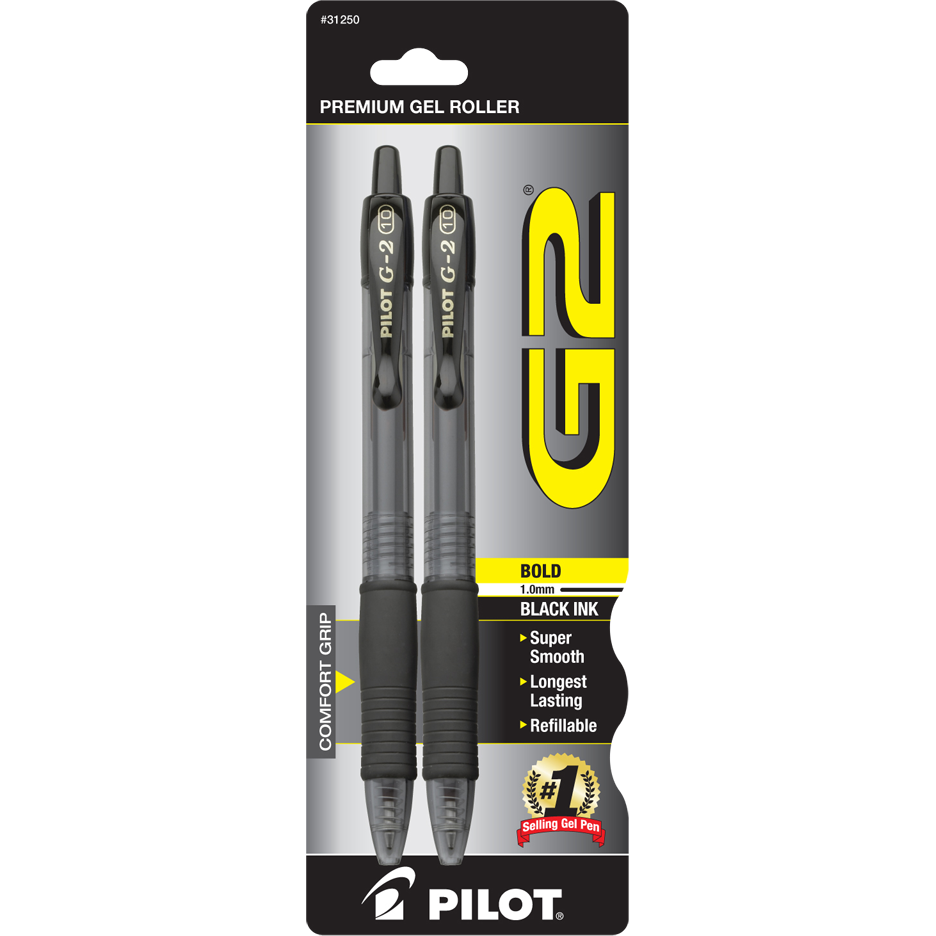 G2 Retractable Gel Pen 1.0mm | Black 2Pk