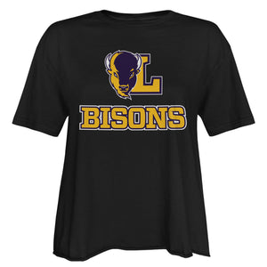 Ladies Short Sleeve Cutoff Cotton Tee | Black