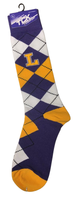 Argyle Mid-Calf Socks, Navy/Yellow/White