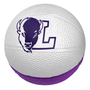 Foam 4" Basketball with L Bison logo (sg005) F23, Purple/White