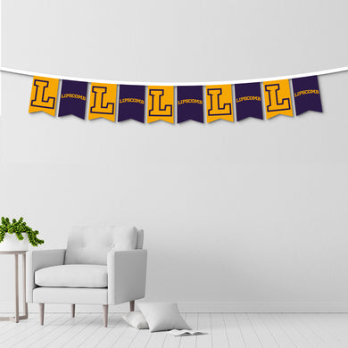 LU Felt String Banner, Purple/Gold